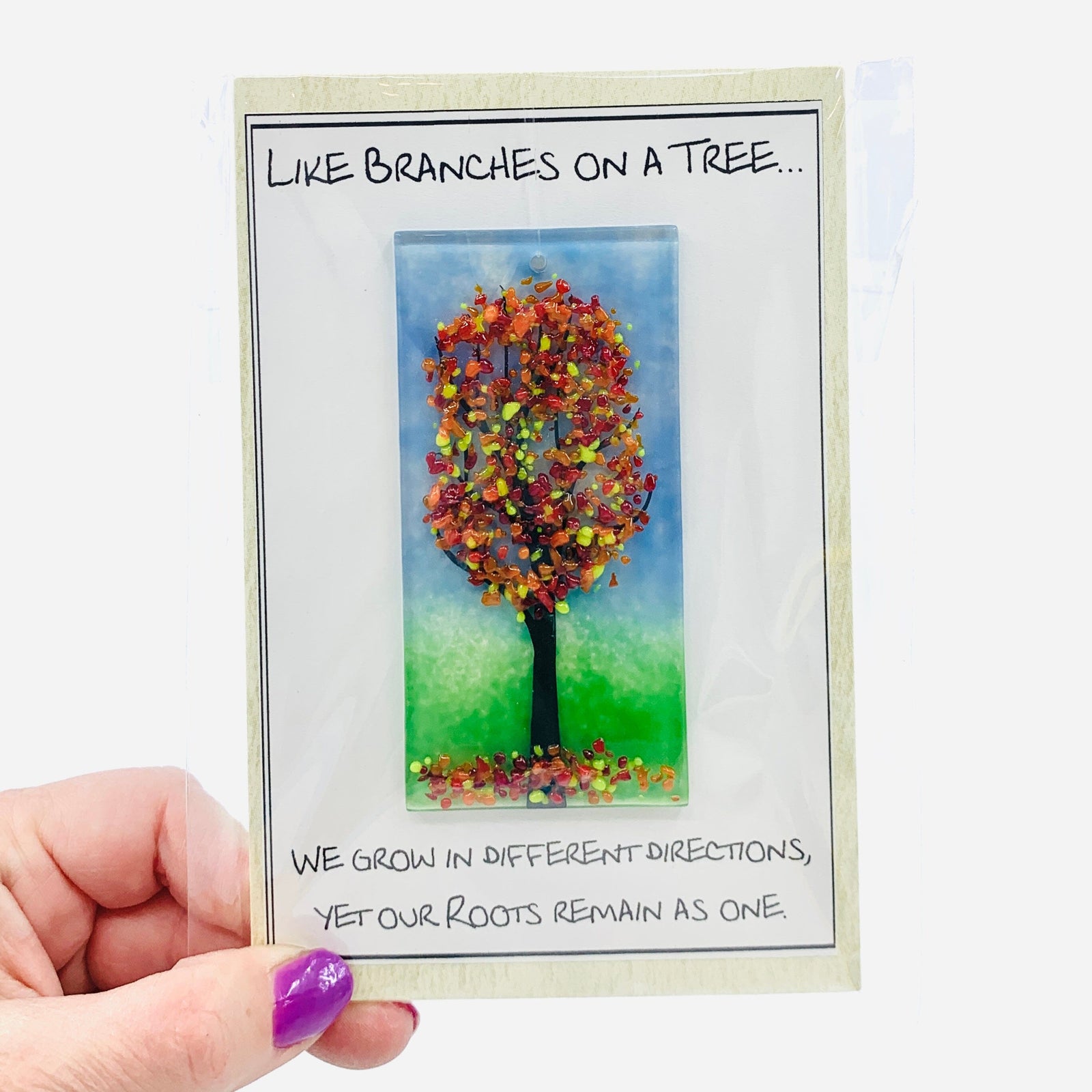 Fused Glass "Like Branches on a Tree” Suncatcher 45 Decor Glimmer Glass Gifts 