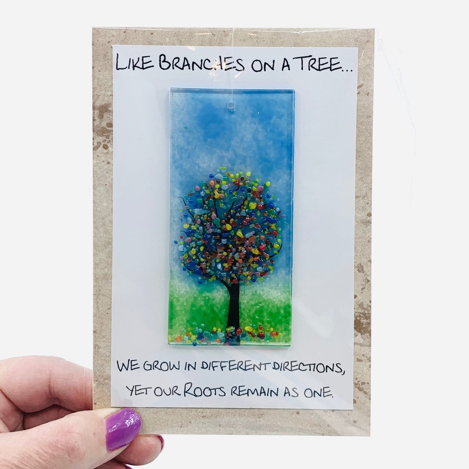 Fused Glass "Like Branches on a Tree” Suncatcher 49 Decor Glimmer Glass Gifts 