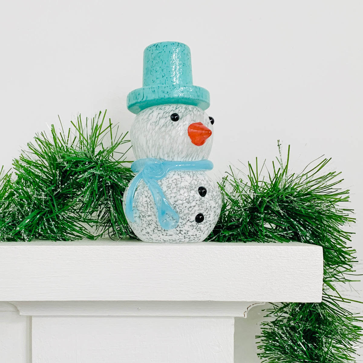 Blown Glass Snowman - Blue Scarf