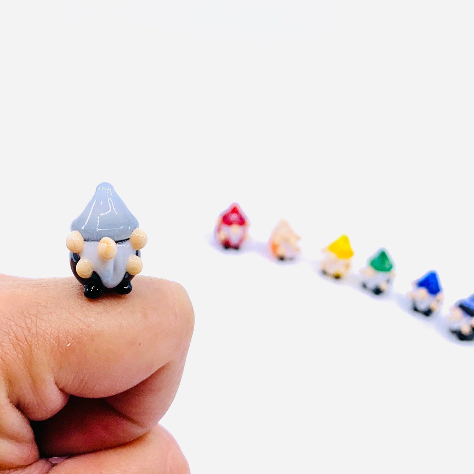 Tiny Glass Rainbow Gnomes, 252 - White Miniature Alex 