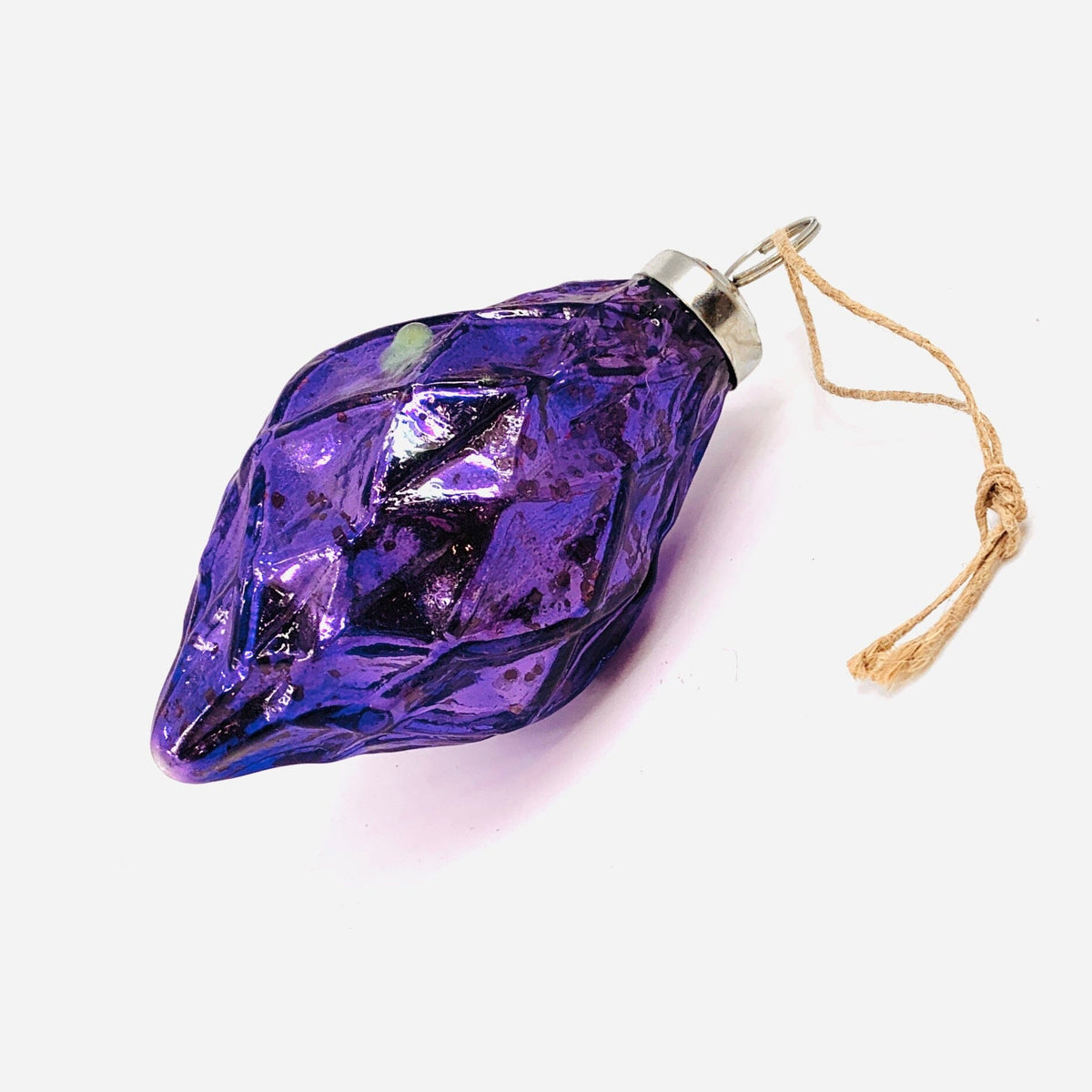 Glass Faceted Diamond Ornament 18, Purple Ornament India House Brass 