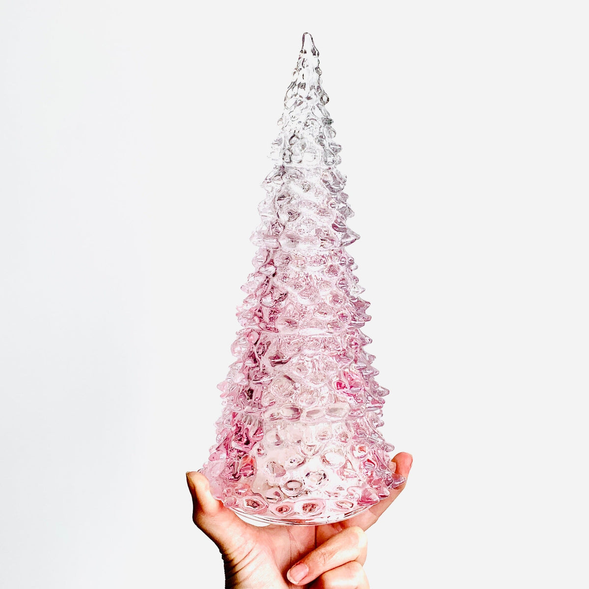Pink Blown Glass Tree Diamond Star Large 