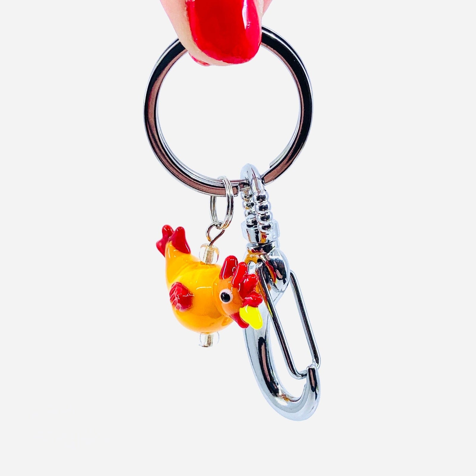 Tiny Glass Chicken Keychain GANZ 