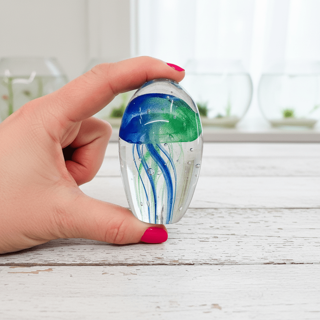 Jellyfish Paperweight Small 12, Blue Green B Decor Chesapeake Bay 