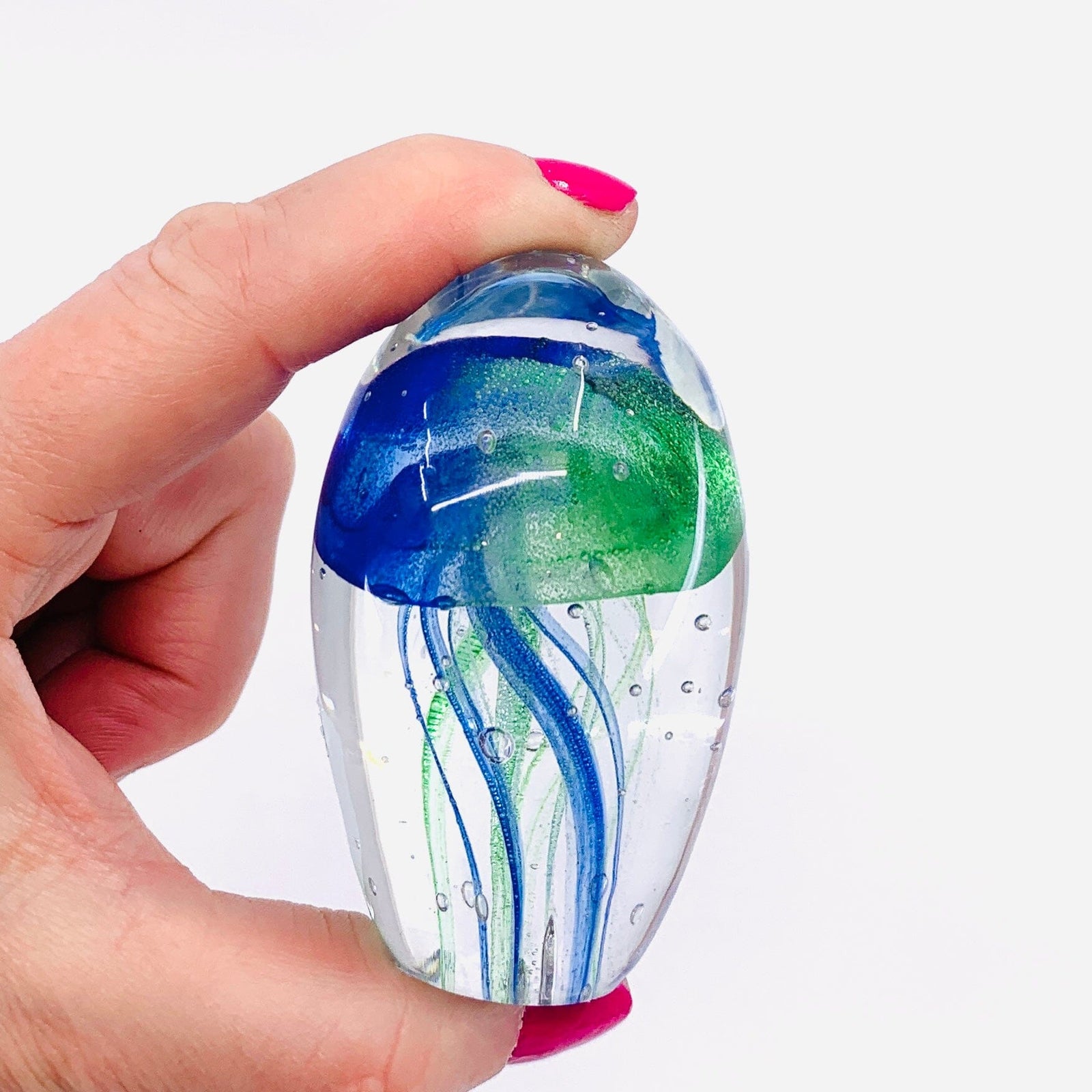 Glow in The Dark Jellyfish Paperweight Small 12, Blue Green A Decor Chesapeake Bay 