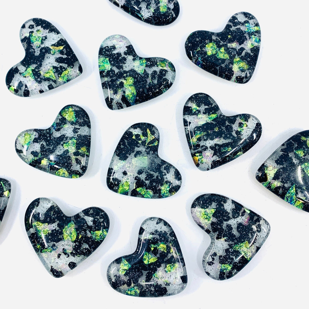 Fused Pocket Heart, Obsidian Luster Miniature Luke Adams Glass Blowing Studio 