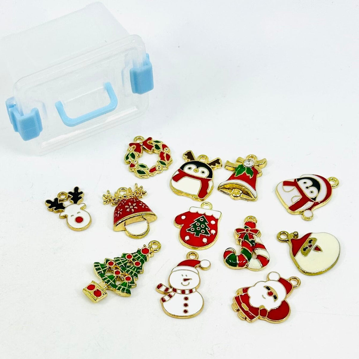 Tiny Attic Tote of Christmas Brass Enamel Ornaments Miniature - 