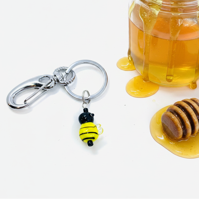 Tiny Glass Bumblebee Keychain