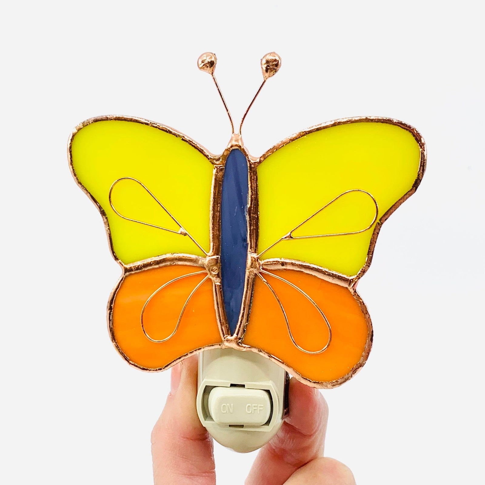 Stained Glass Orange Butterfly Nightlight Decor Gift Essentials 