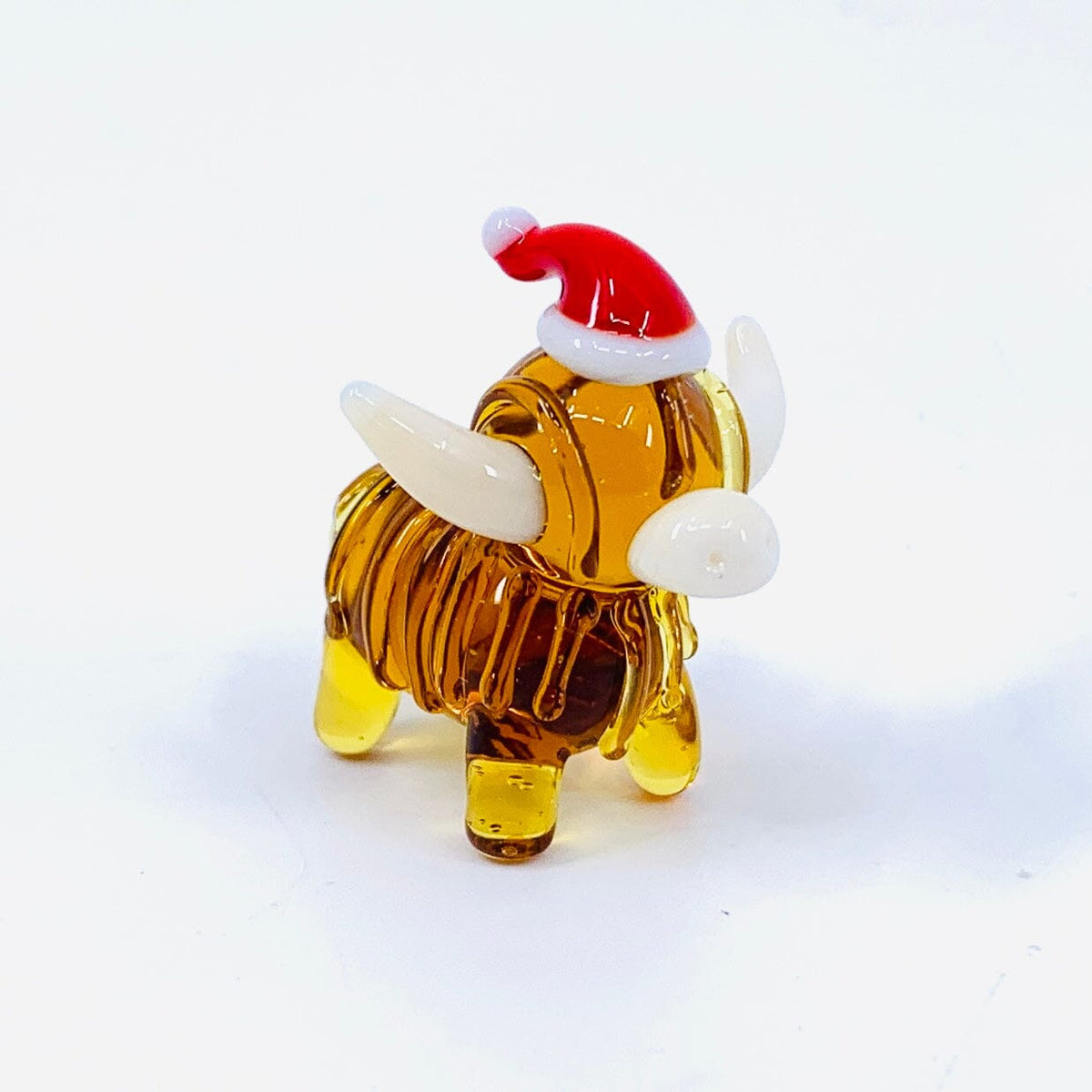 Tiny Glass Santa Highland Cow Miniature GANZ 