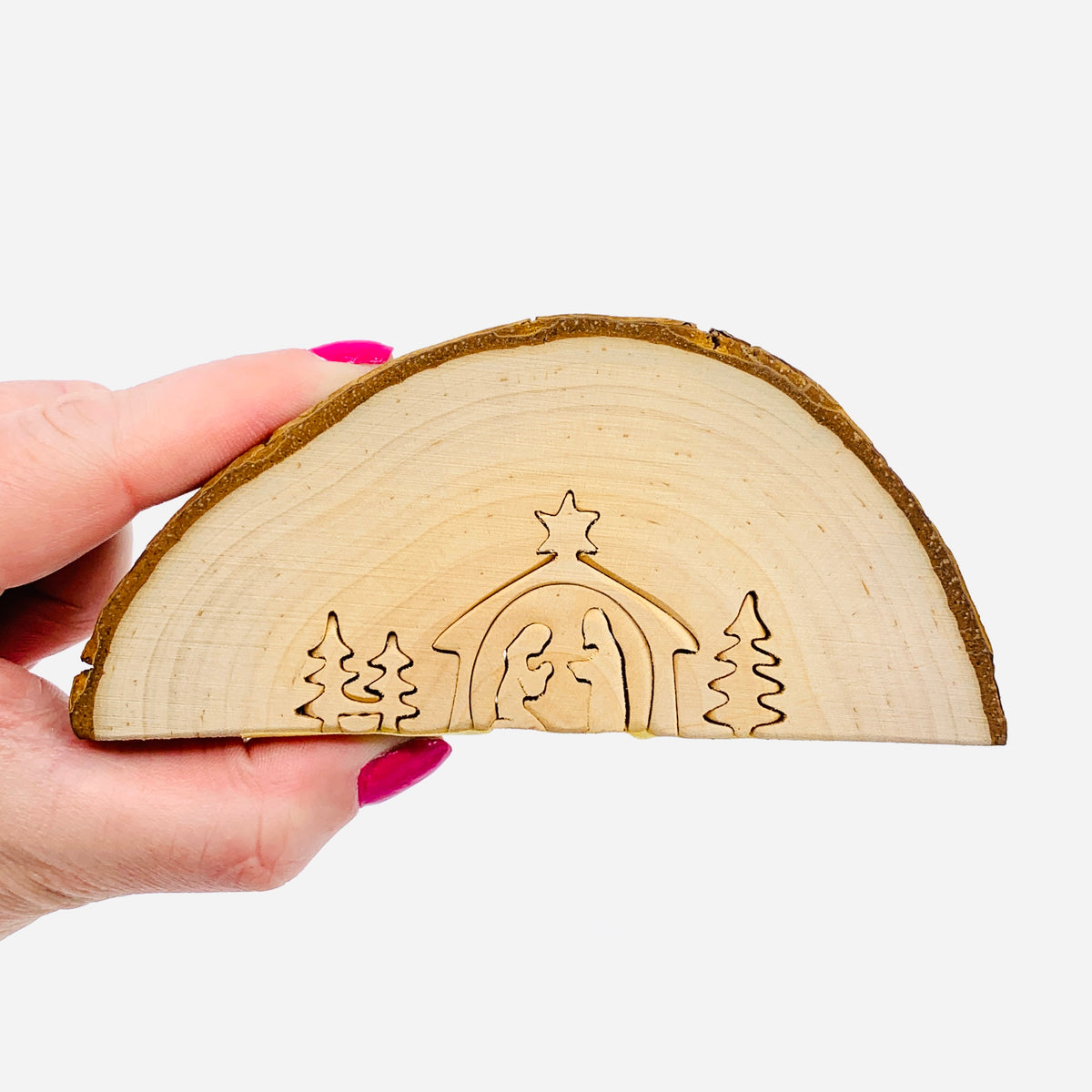 Hand 3D Carved Wood Nativity Scene 9