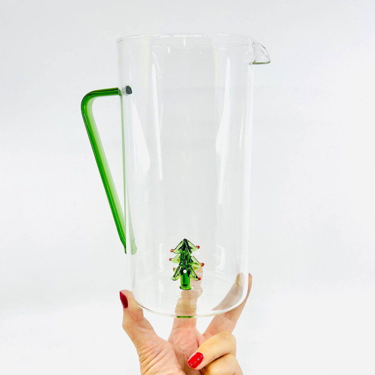 Glass Pitcher with Festive Icon, Tree Decor Creative Co-Op 
