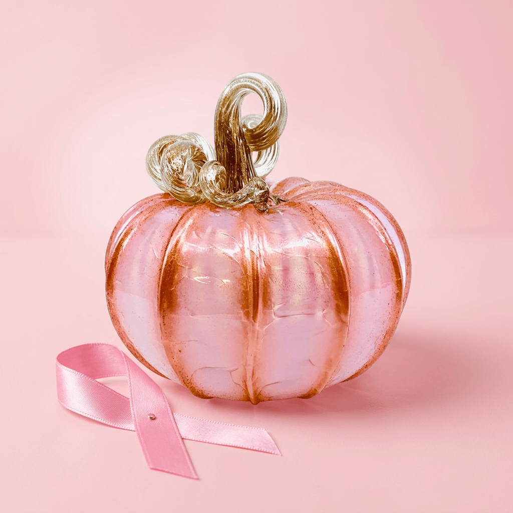 Breast Cancer Awareness Pumpkin 2025 Inspo Luke Adams Glass Blowing Studio 