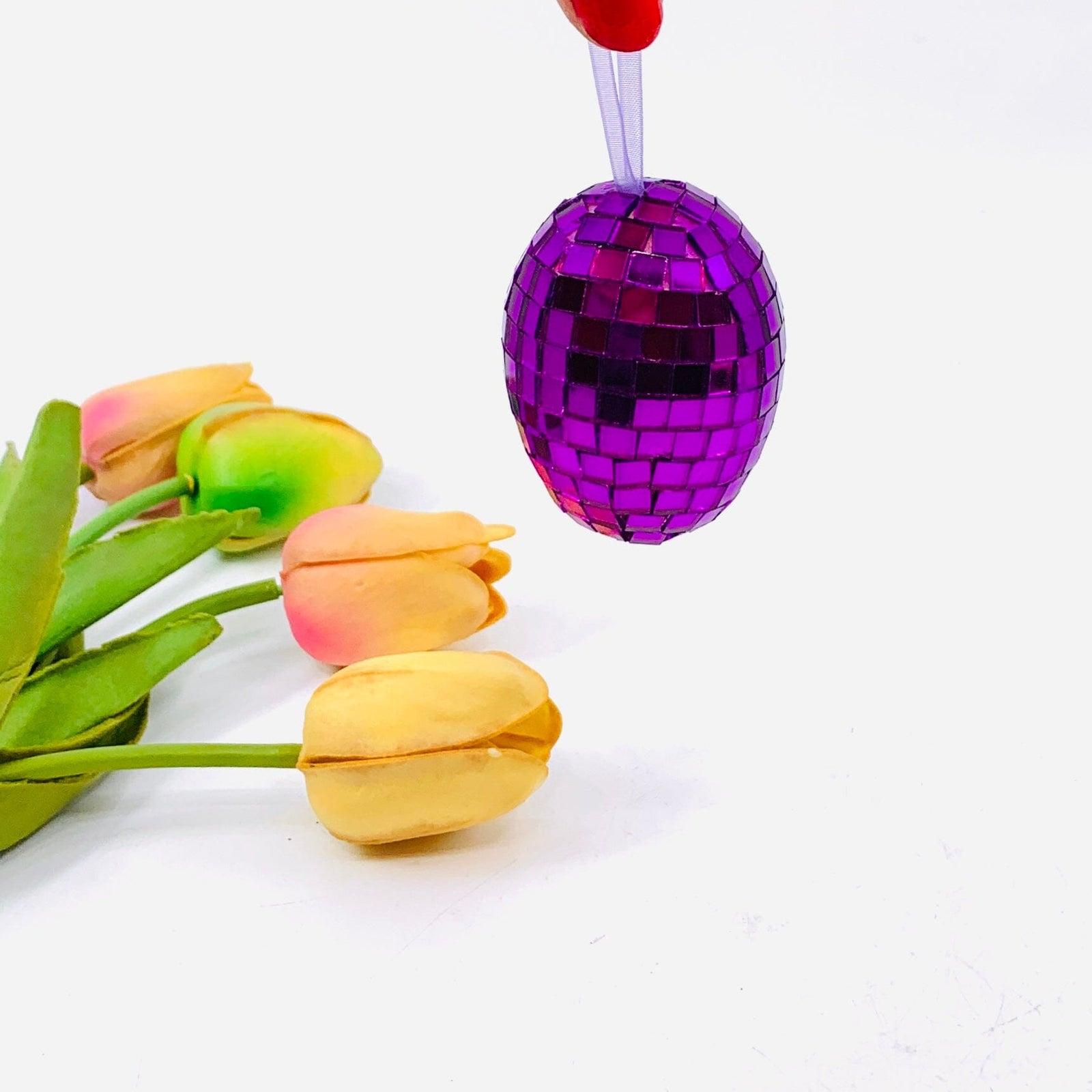 Mirror Mosaic Egg Ornament, Purple One Hundred 80 Degrees 