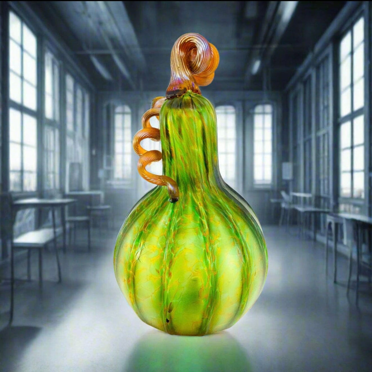 Amber Green Matte Gourd Gabby Luke Adams Glass Blowing Studio 