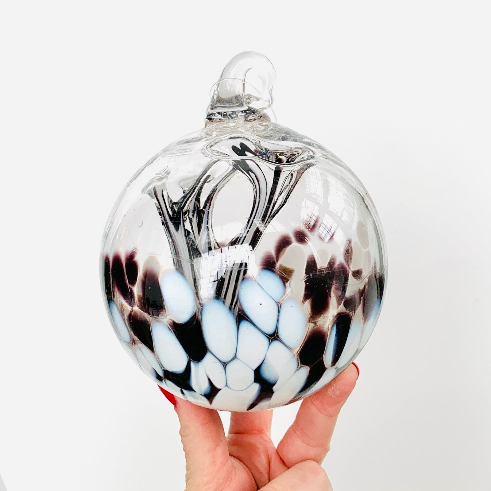 5" Wish Ball Ornament, Black & White Wish Ball Luke Adams Glass Blowing Studio 