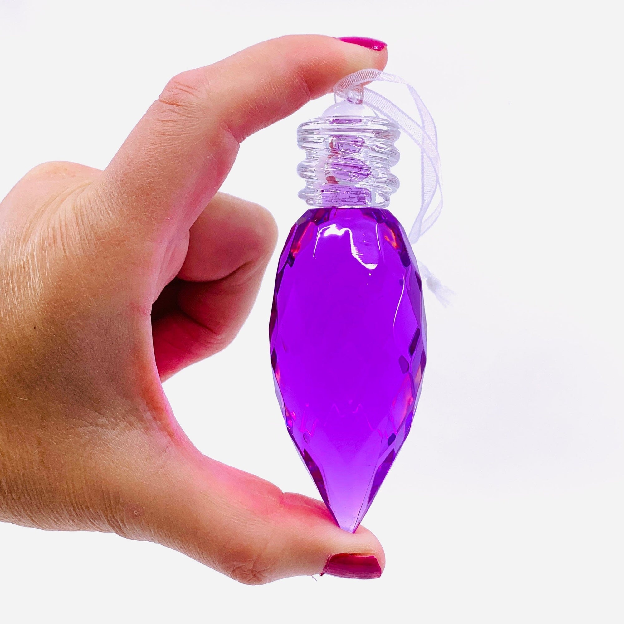 Vintage Bulb Acrylic Crystal Ornament, Purple Ornament GANZ 