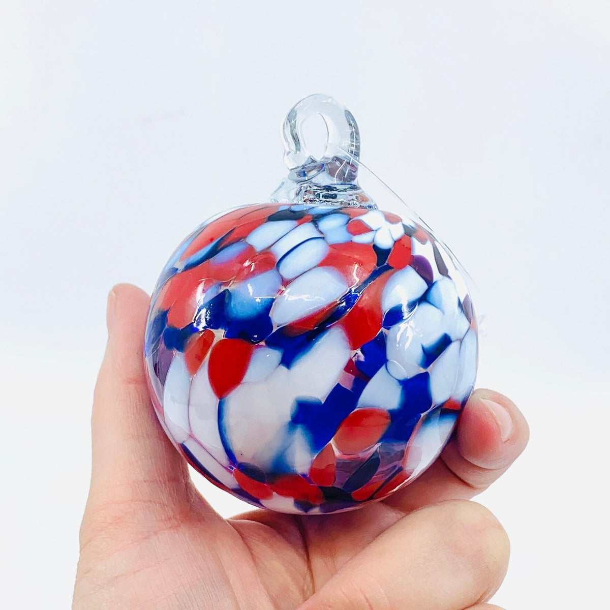 Ornament, Red White and Blue Ornament Luke Adams Glass Blowing Studio 