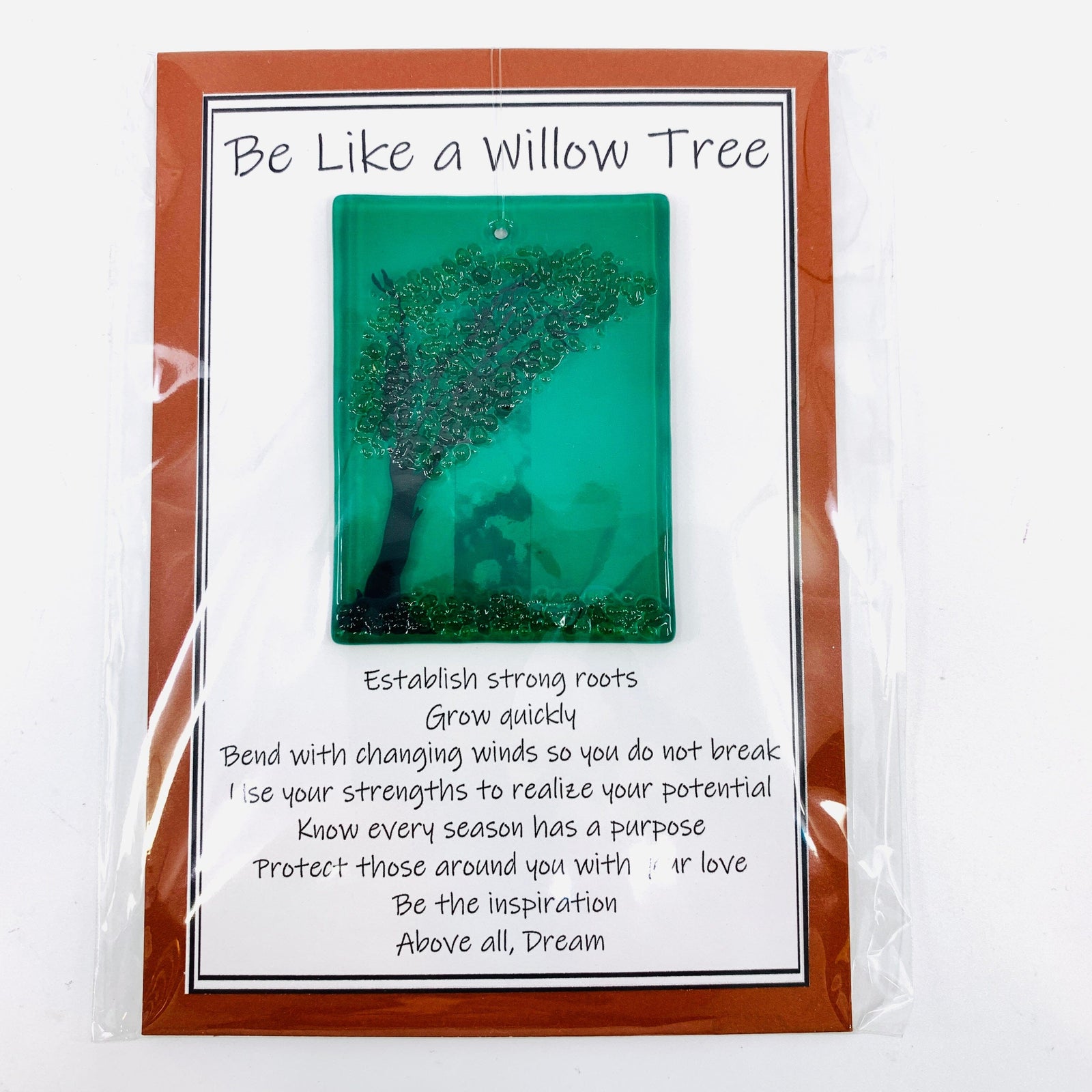 Fused Glass "Be Like a Willow Tree" Suncatcher 7 Decor Glimmer Glass Gifts 