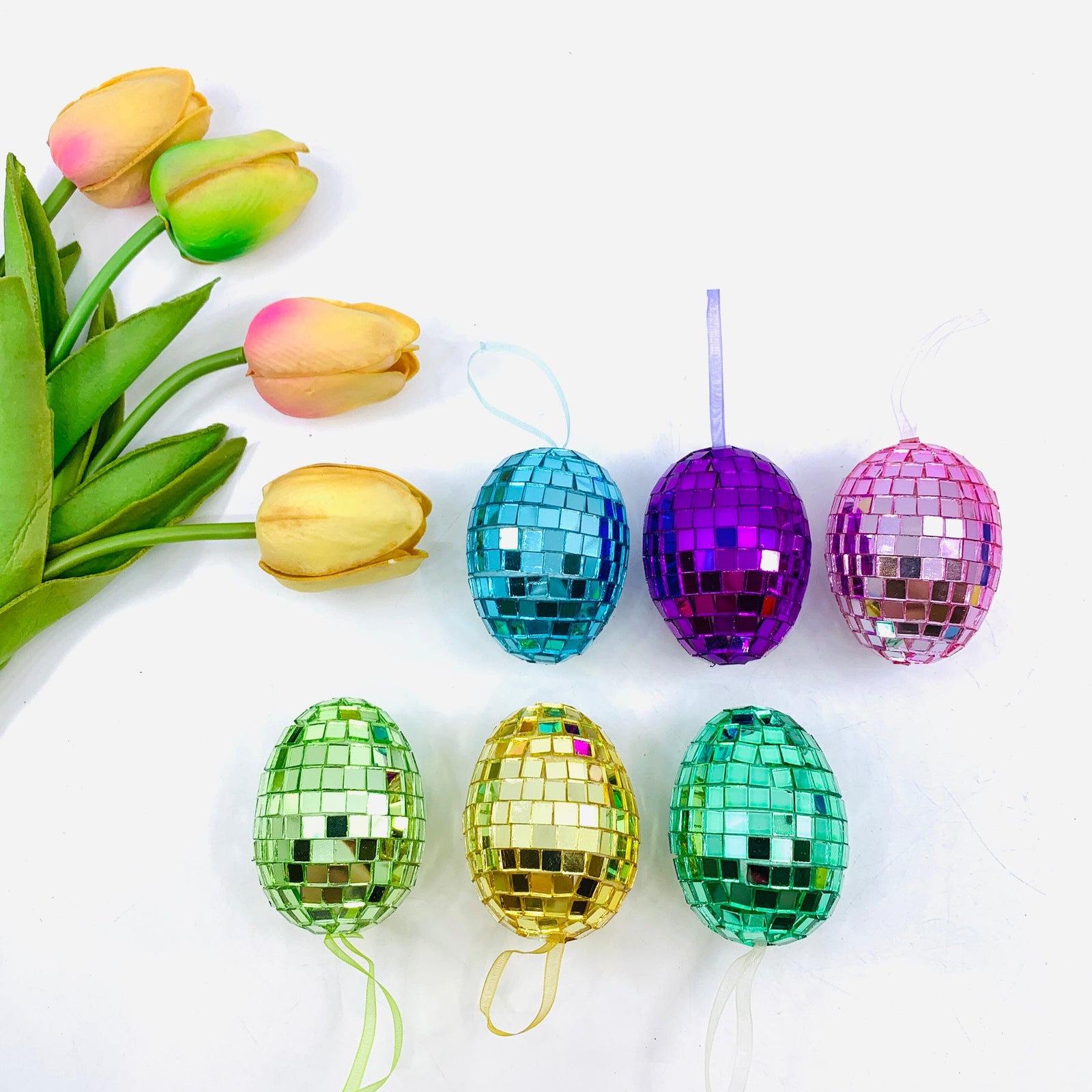 Mirror Mosaic Egg Ornament, Turquoise One Hundred 80 Degrees 