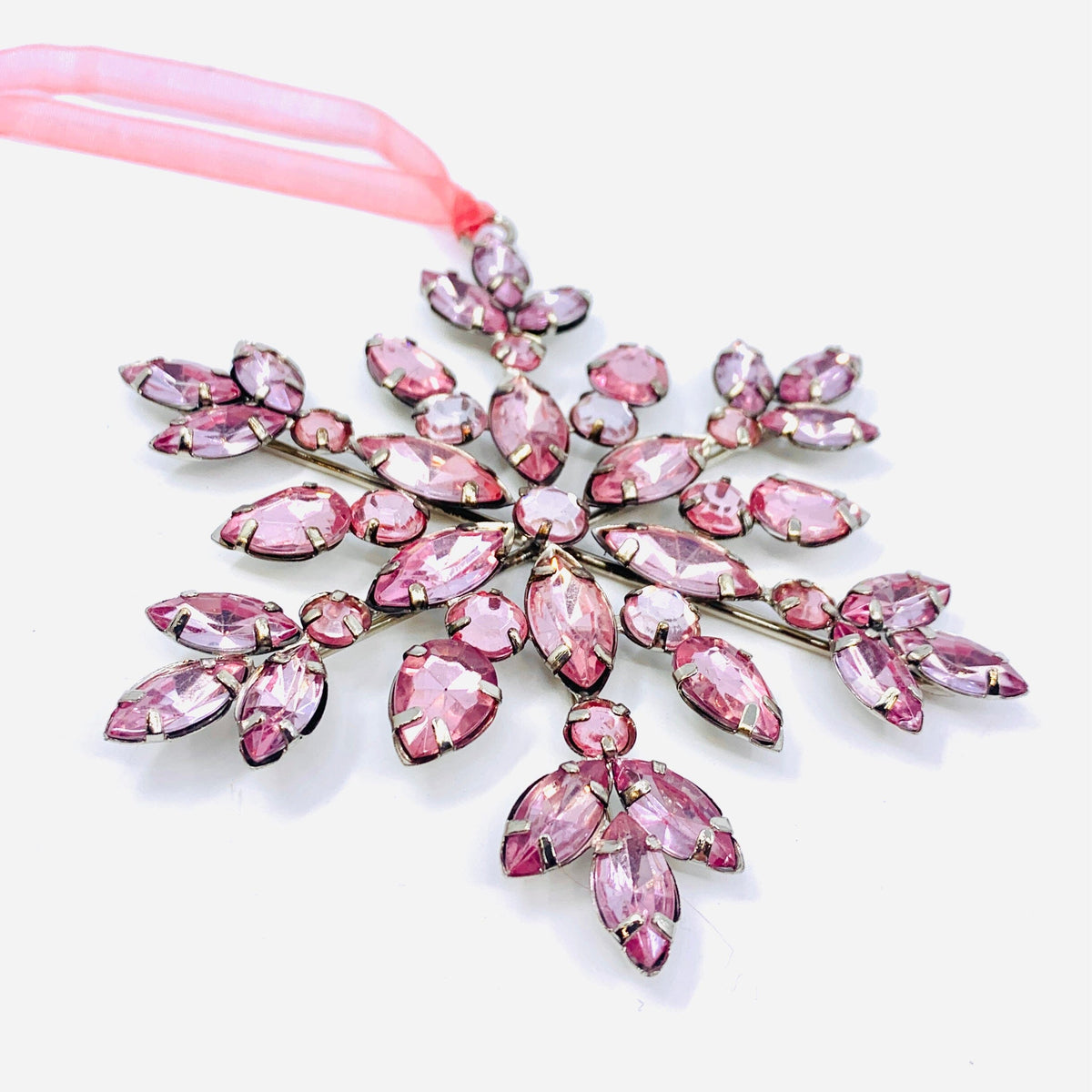 Pink Rhinestone Snowflake Ornament Oak Street 