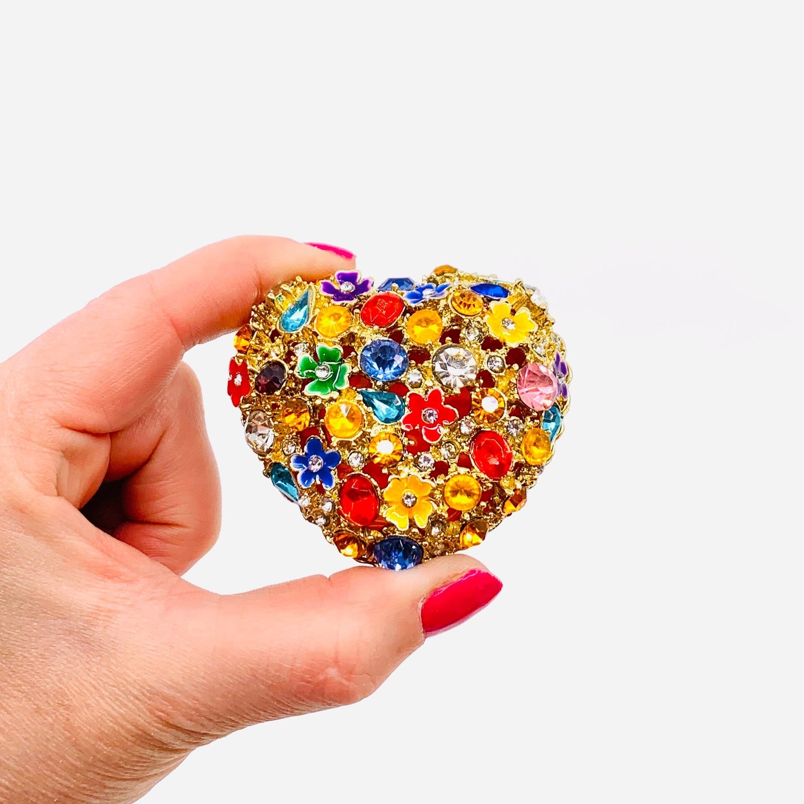Bejeweled Enamel Trinket Box 13, Heart Decor Kubla Craft 