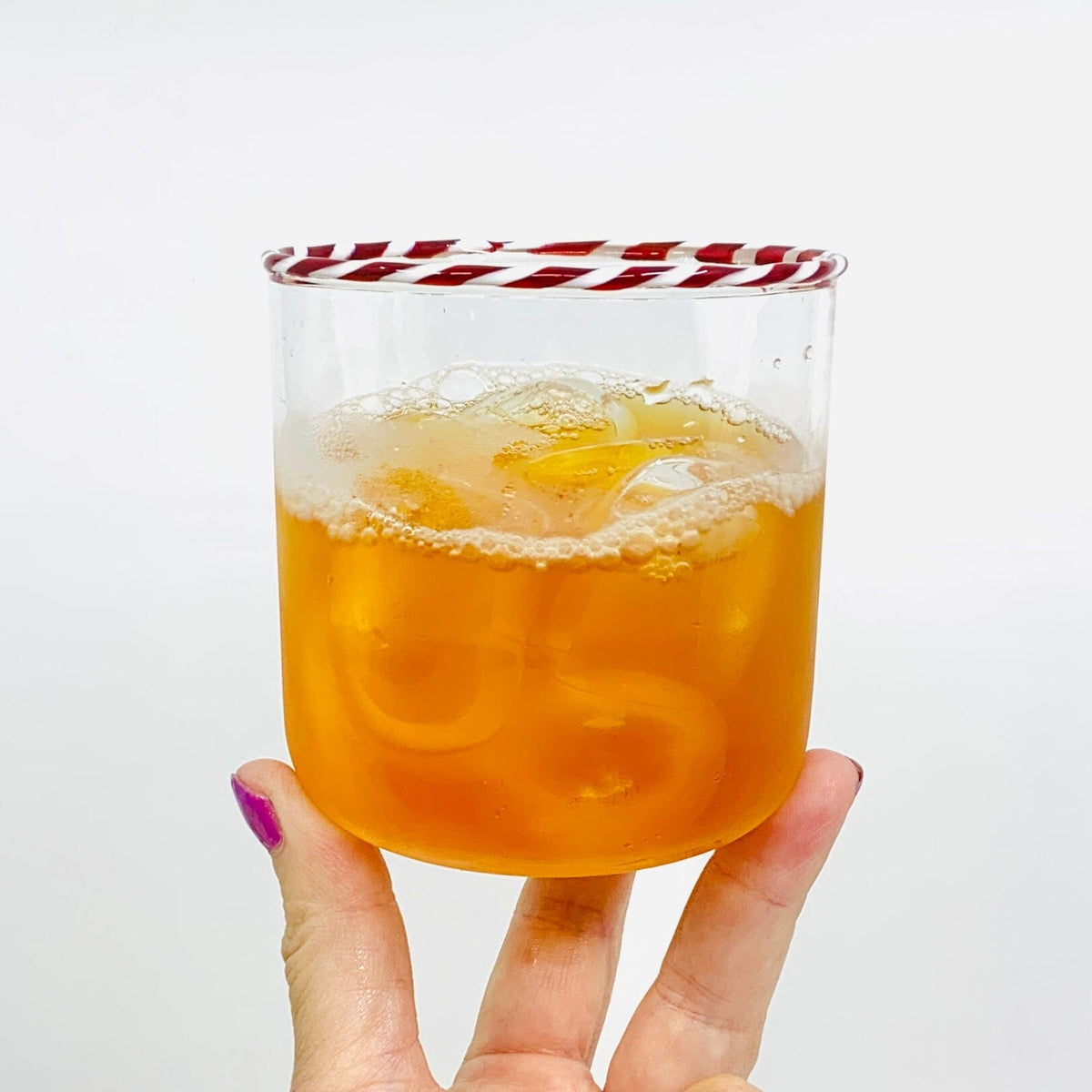 Candy Cane Rim Glass, Gold Decor Creative Co-Op 