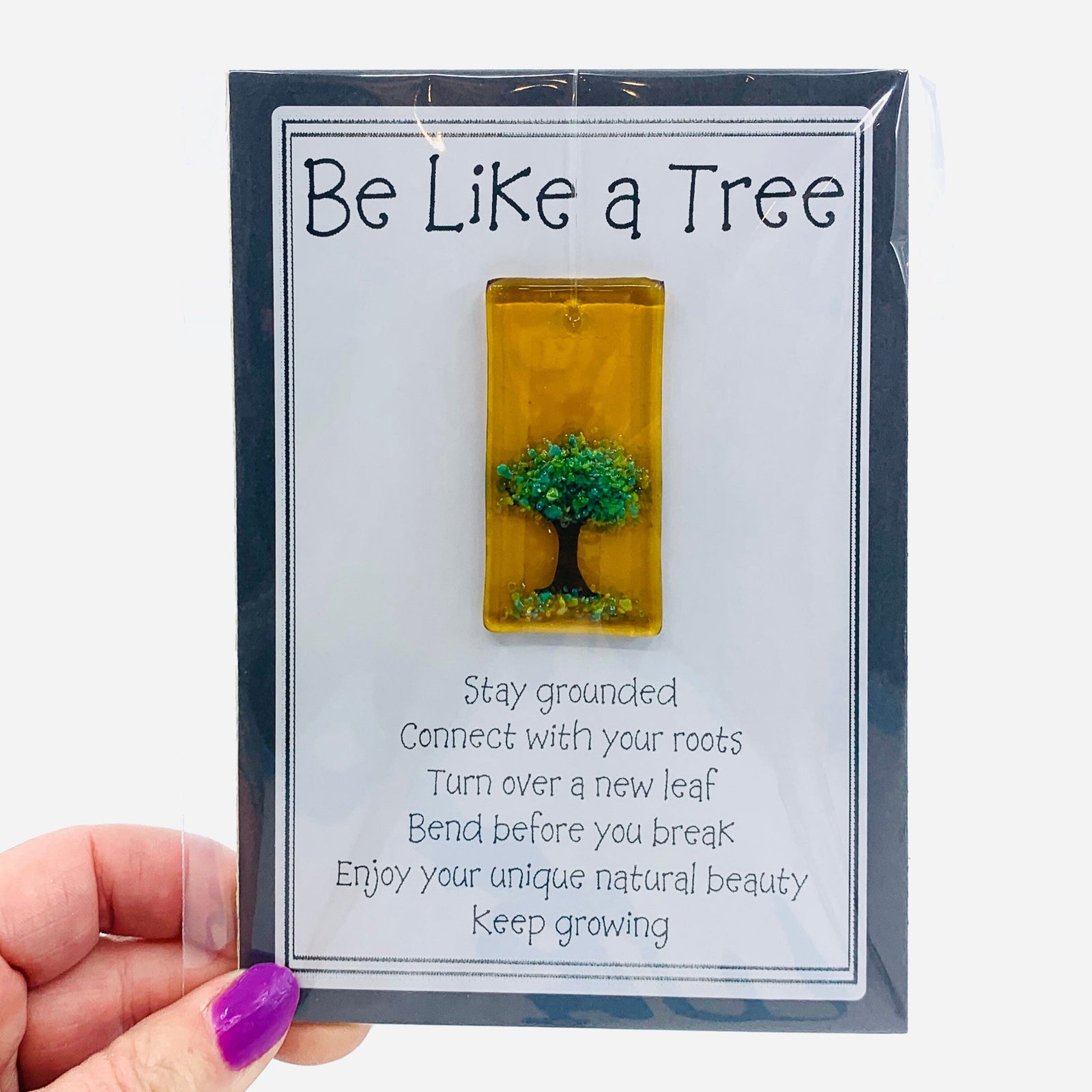 Fused Glass "Be Like a Tree” Suncatcher 25 Decor Glimmer Glass Gifts 