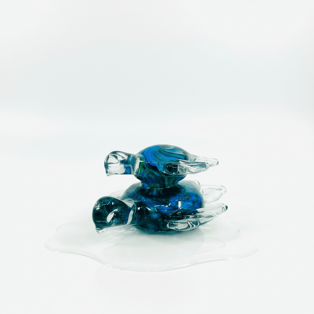 Glass Sea Turtle and Baby Paperweight Miniature Chesapeake Bay 