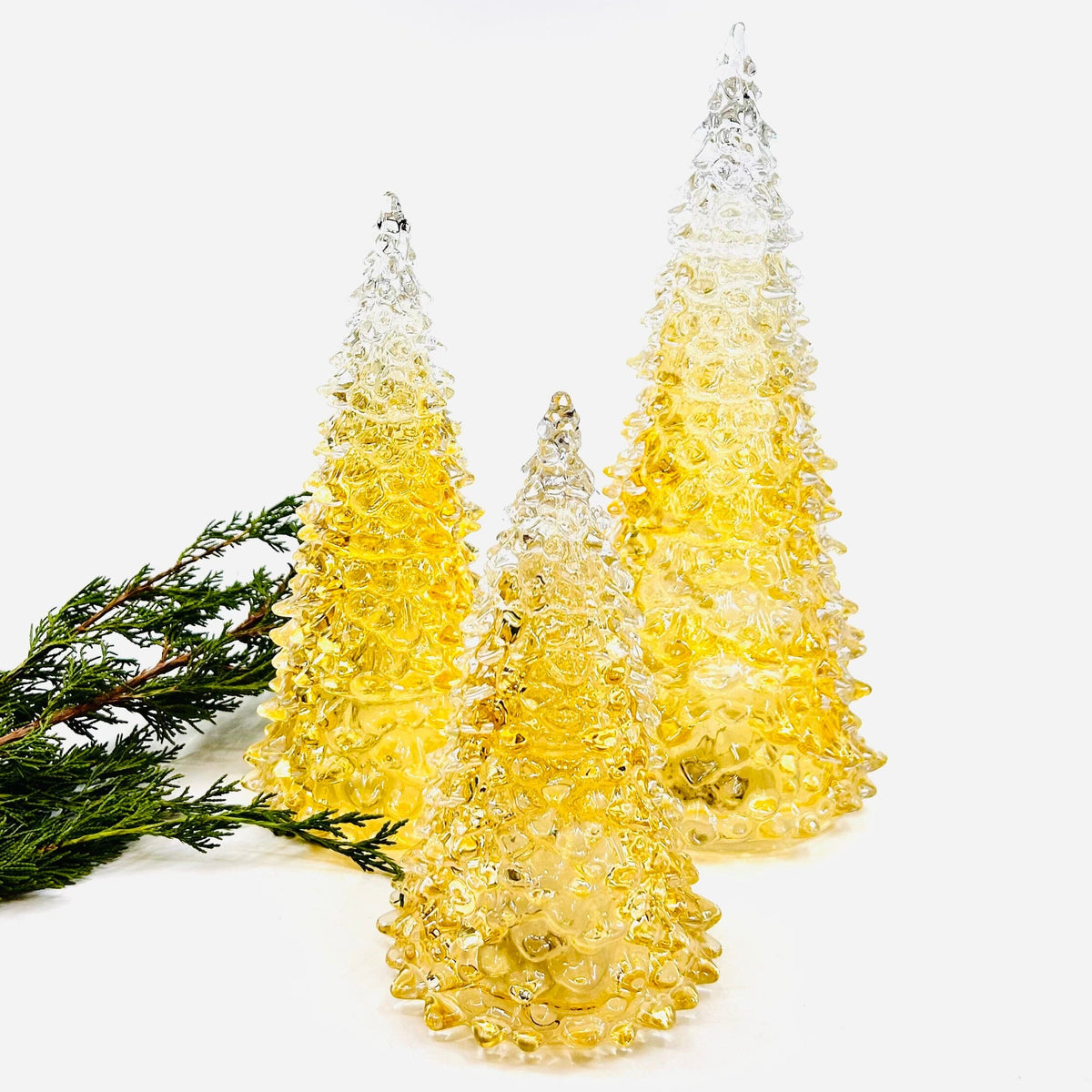 Amber Blown Glass Tree Diamond Star 