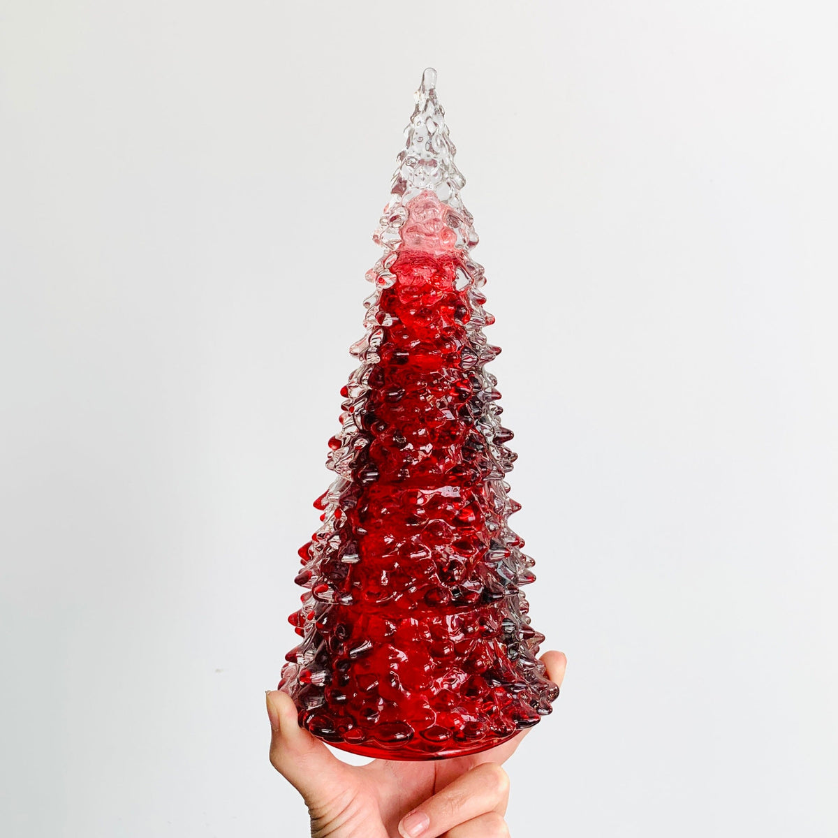 Red Blown Glass Tree Diamond Star Large 