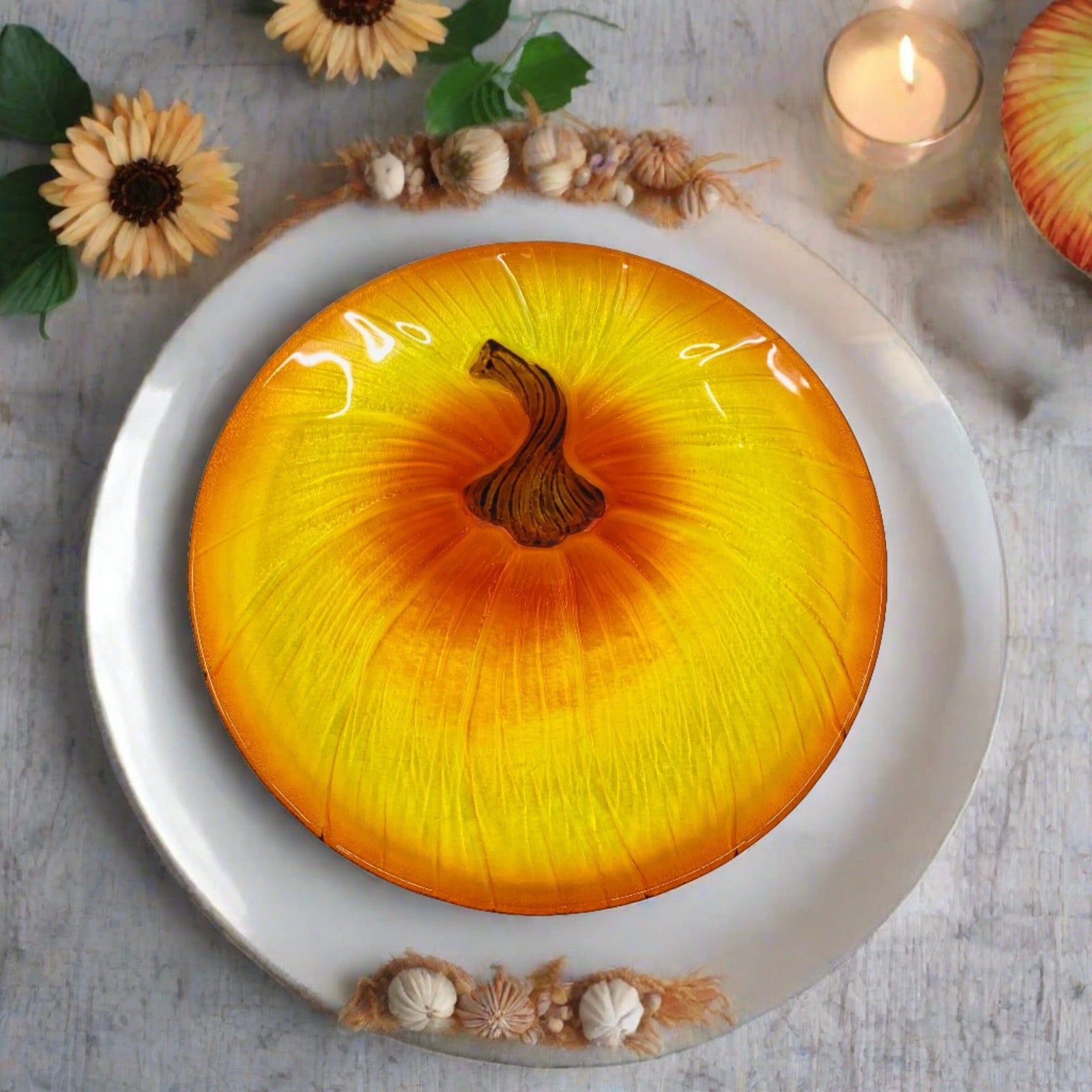 Glass Fusion Plate Large, Pumpkin Head 52 C&F Enterprises 