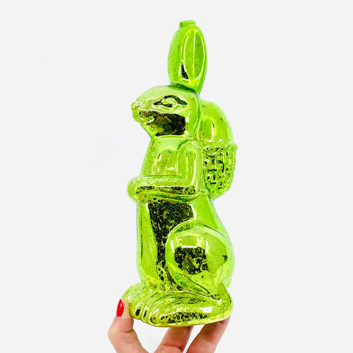 LAST ONE - Mercury Glass Easter Rabbit 10"- Green One Hundred 80 Degrees 