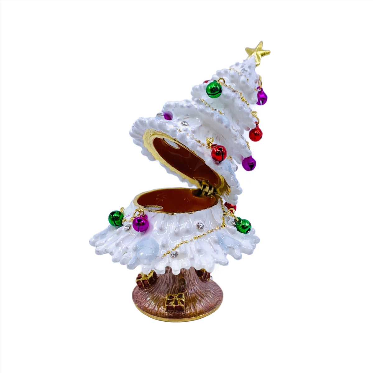 Bejeweled Enamel Trinket Box 16, Snowy Tree