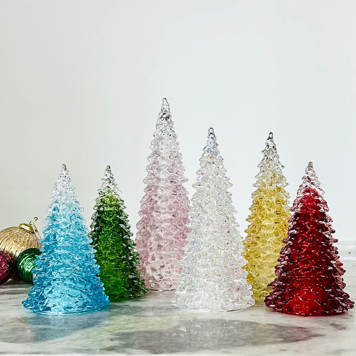 Iridescent Blown Glass Light Up Tree Diamond Star 