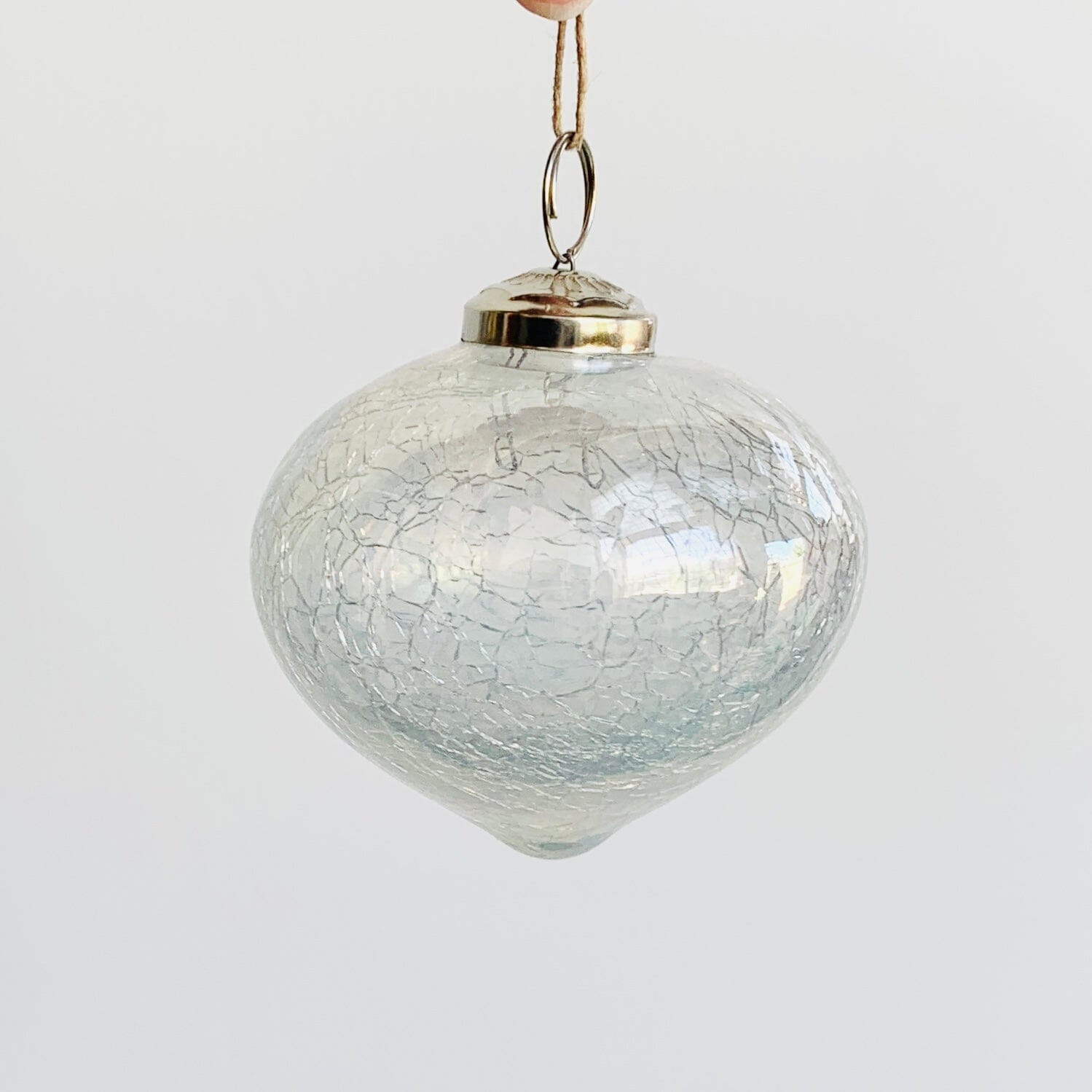 Crackle Glass Diamond Ornament 58, Clear Luster Ornament India House Brass 