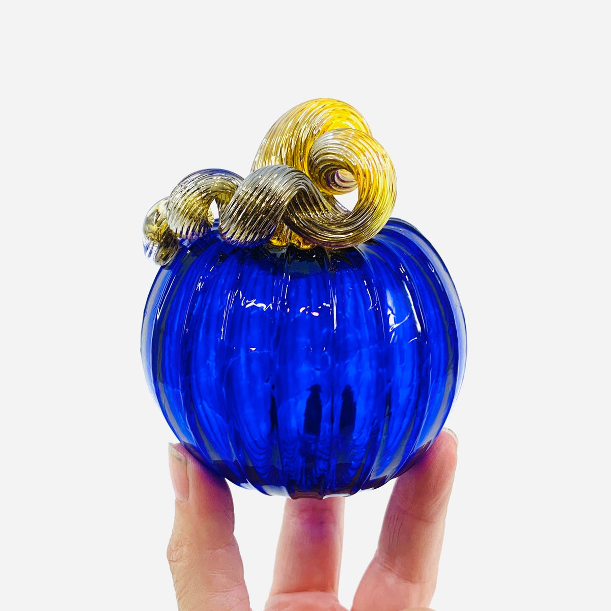 September Birthstone Pumpkin, Sapphire Pumpkin Luke Adams Glass Blowing Studio 