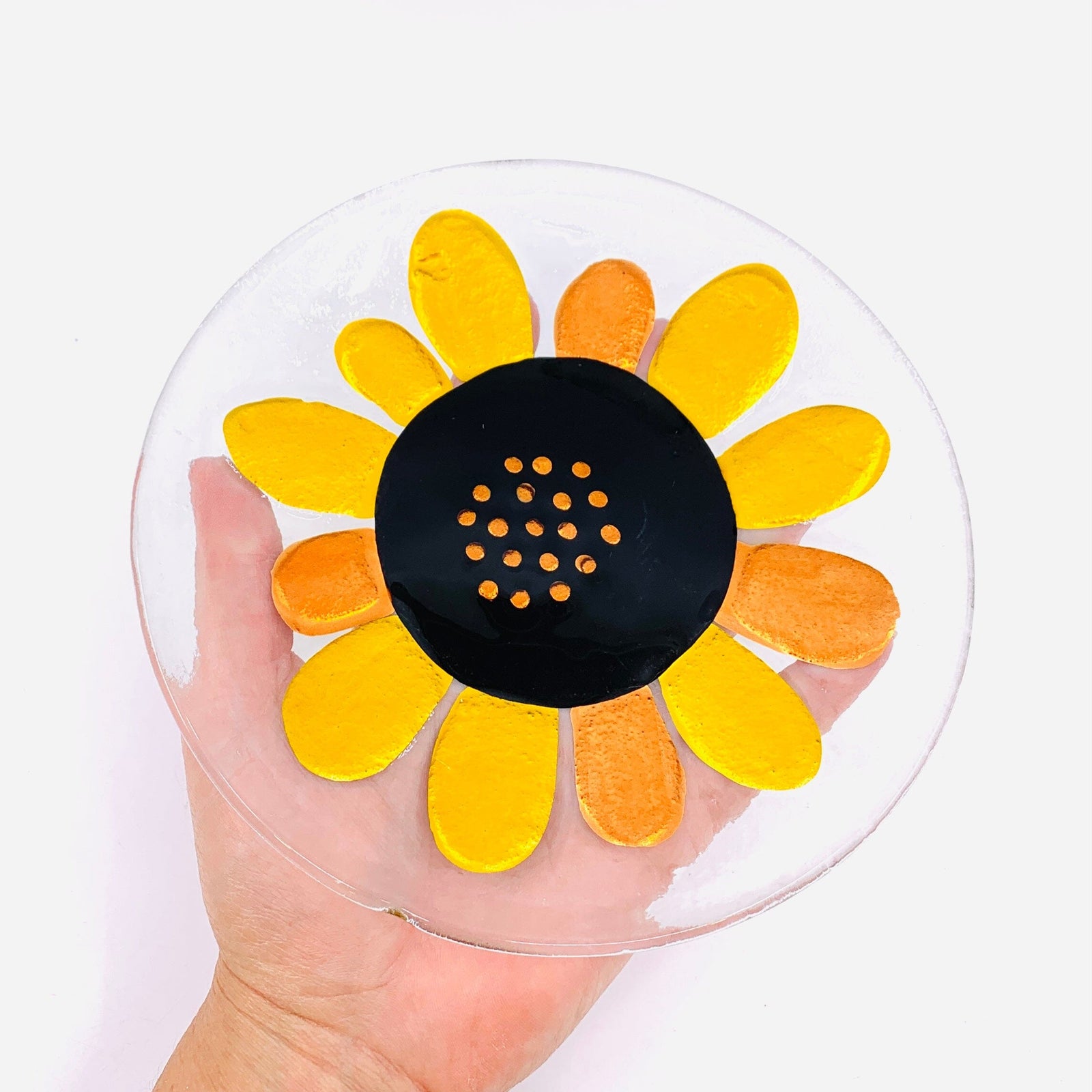 Glass Fusion Plate 58, Sunflower Mini Plate Demdaco 