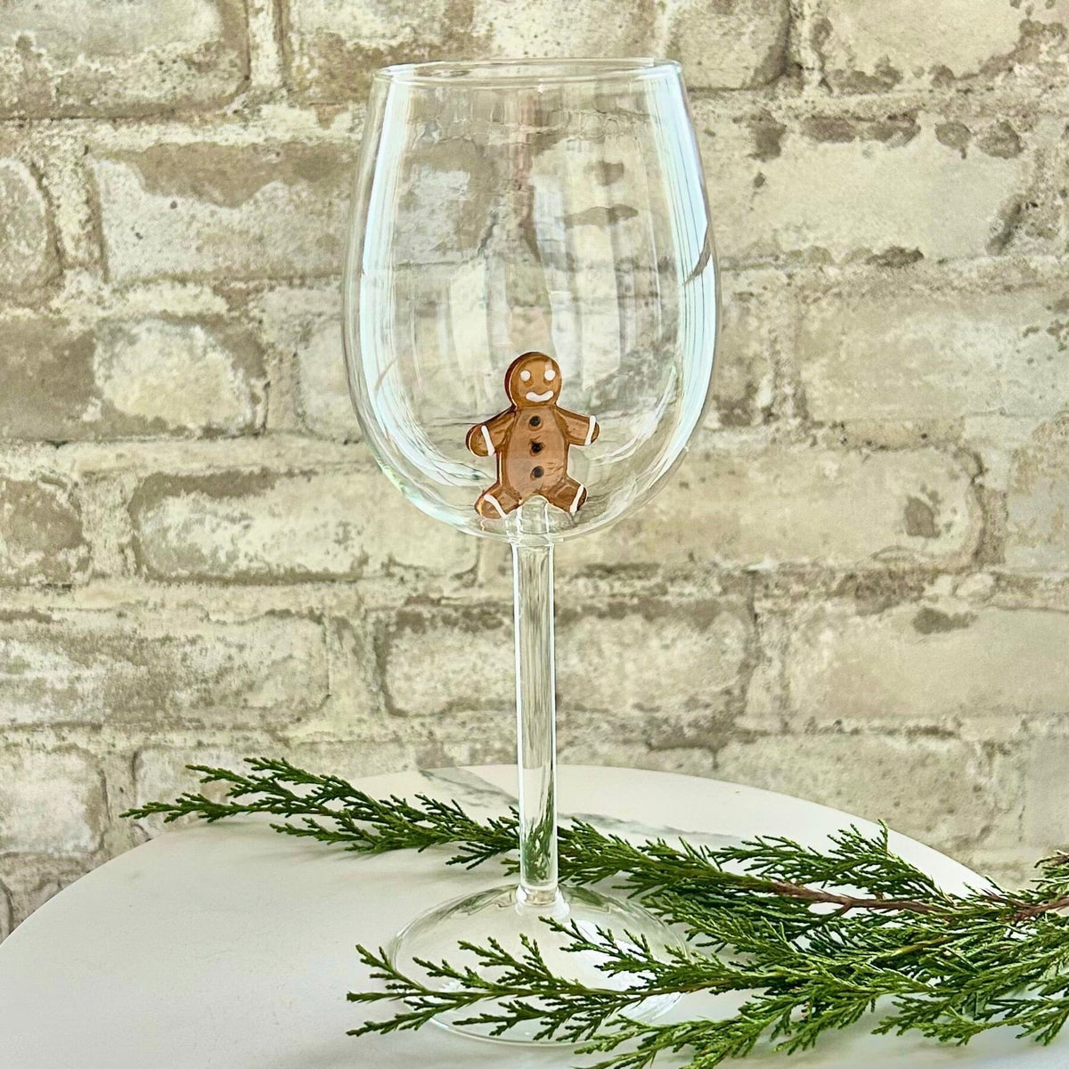 Holiday Icon Wine Glass, Gingerbread Man Creative Co-Op 