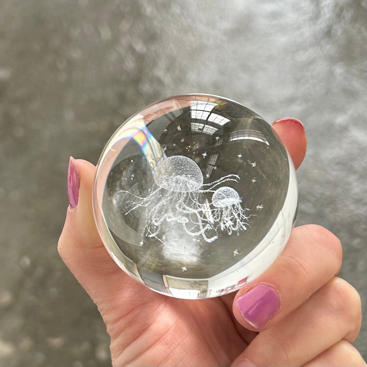 Light Up Etched Glass Sphere décor - Jellyfish 29TONIGHT 