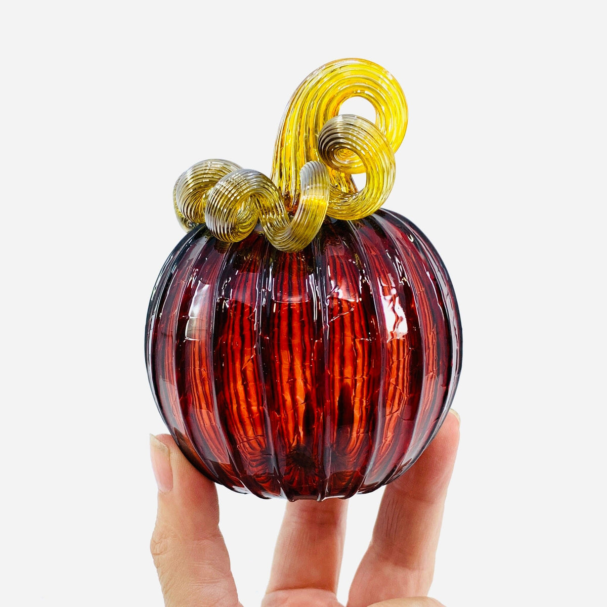 January Birthstone Pumpkin, Garnet Pumpkin Luke Adams Glass Blowing Studio 
