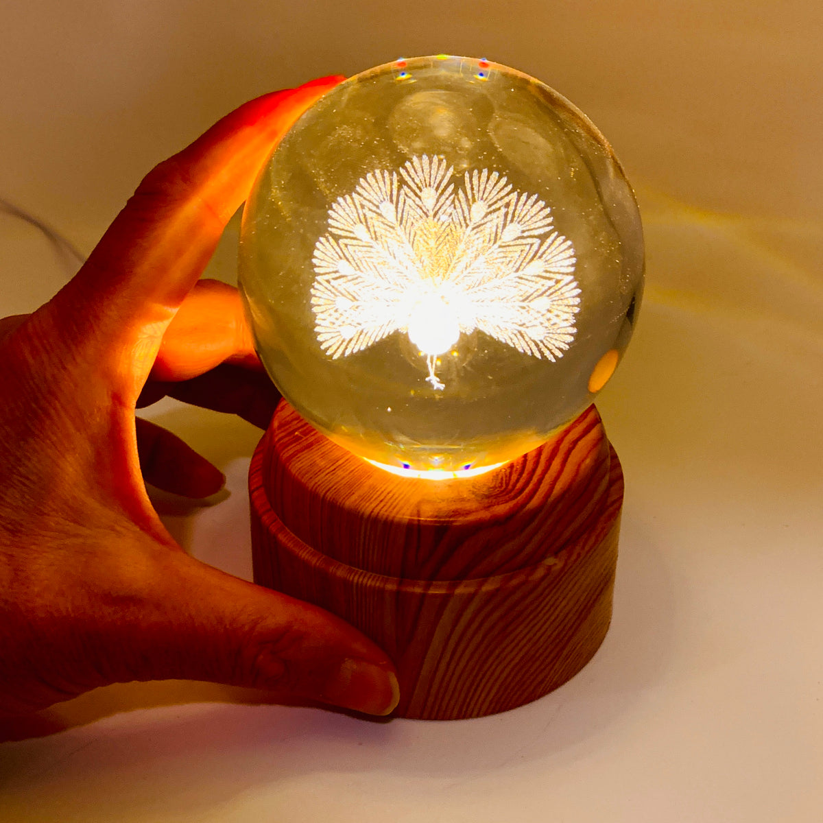 Peacock Rotating Crystal Ball Lamp