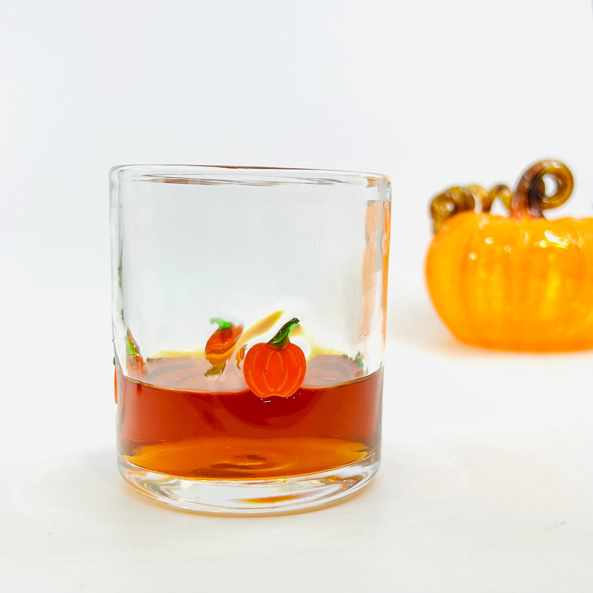 Pumpkin Double Old Fashioned Glass Decor Tag 