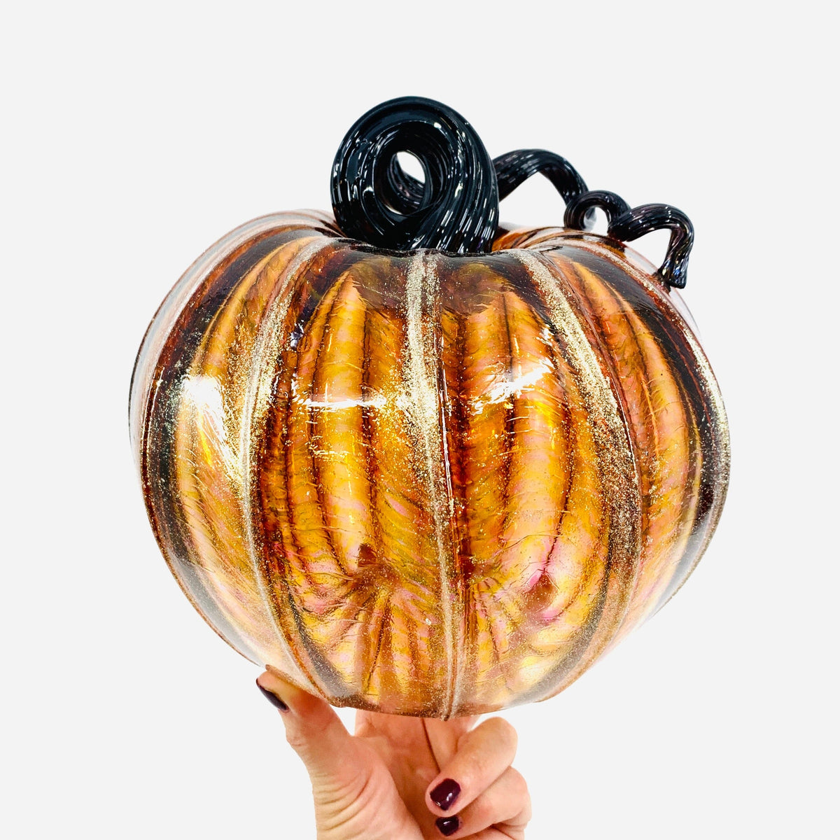 Daily Pumpkin 3867 Fall Shimmer Large Gabby Luke Adams Glass Blowing Studio 