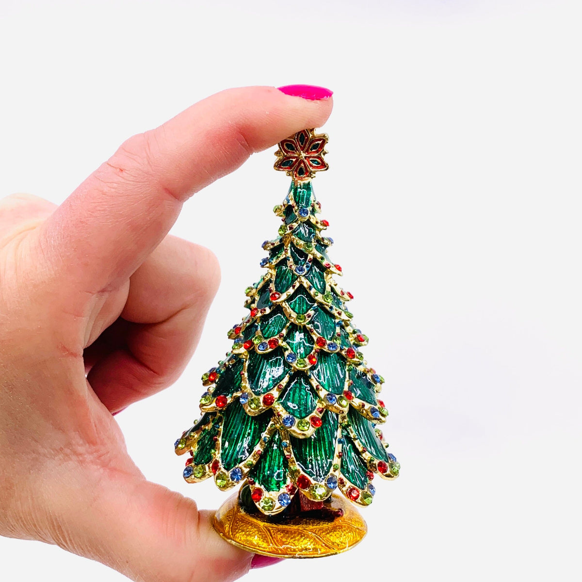 Bejeweled Enamel Trinket Box 27, Holiday Tree