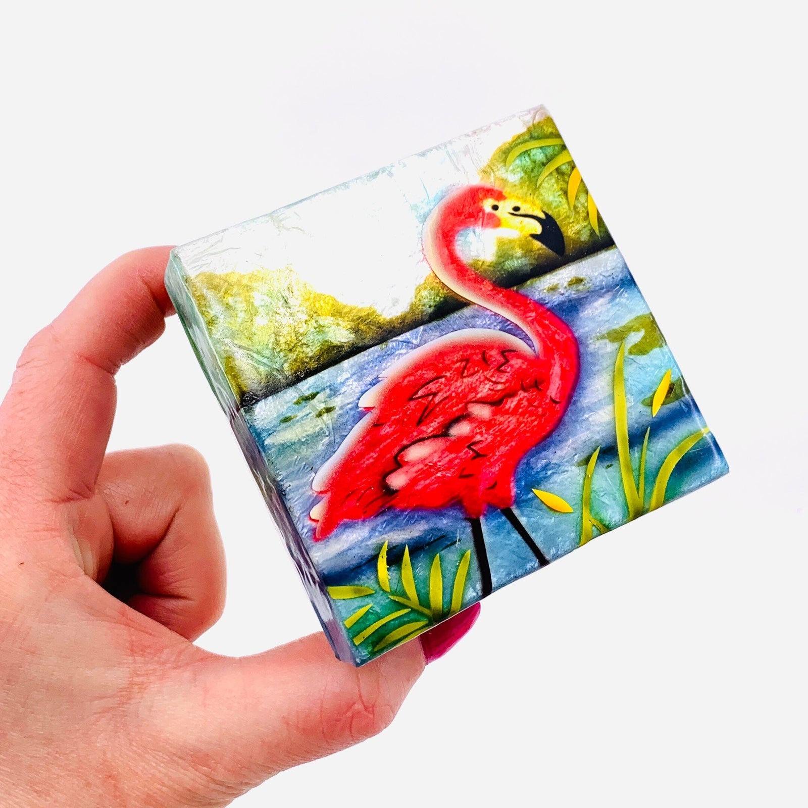 Capiz Shell Trinket Box 19, Flamingo Decor Kubla Craft 