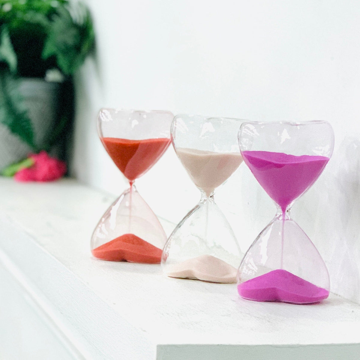 Time For Love - Valentines Heart Hour Glass, Dusky Pink