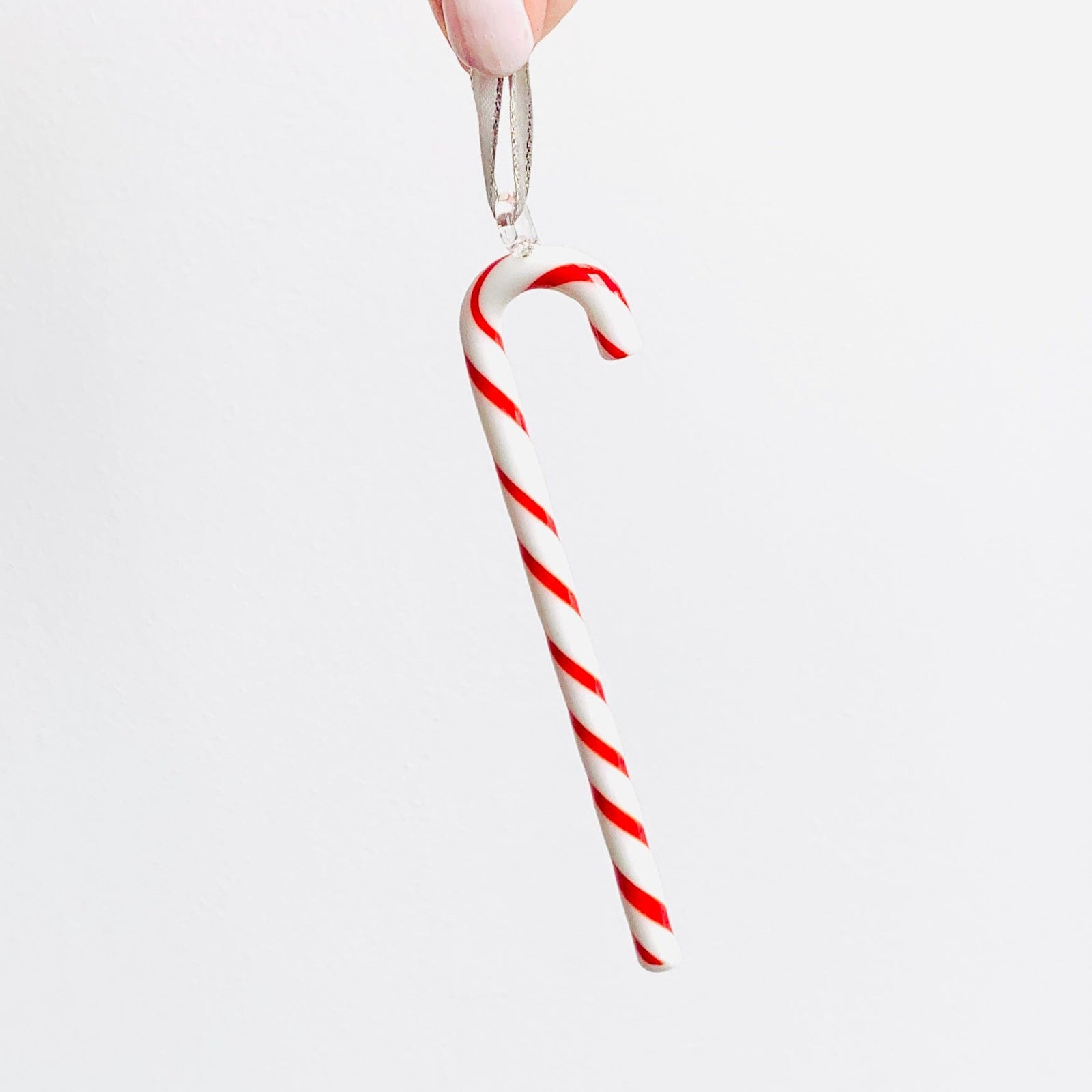 Glass Candy Cane Ornament 240, Peppermint Holiday - 