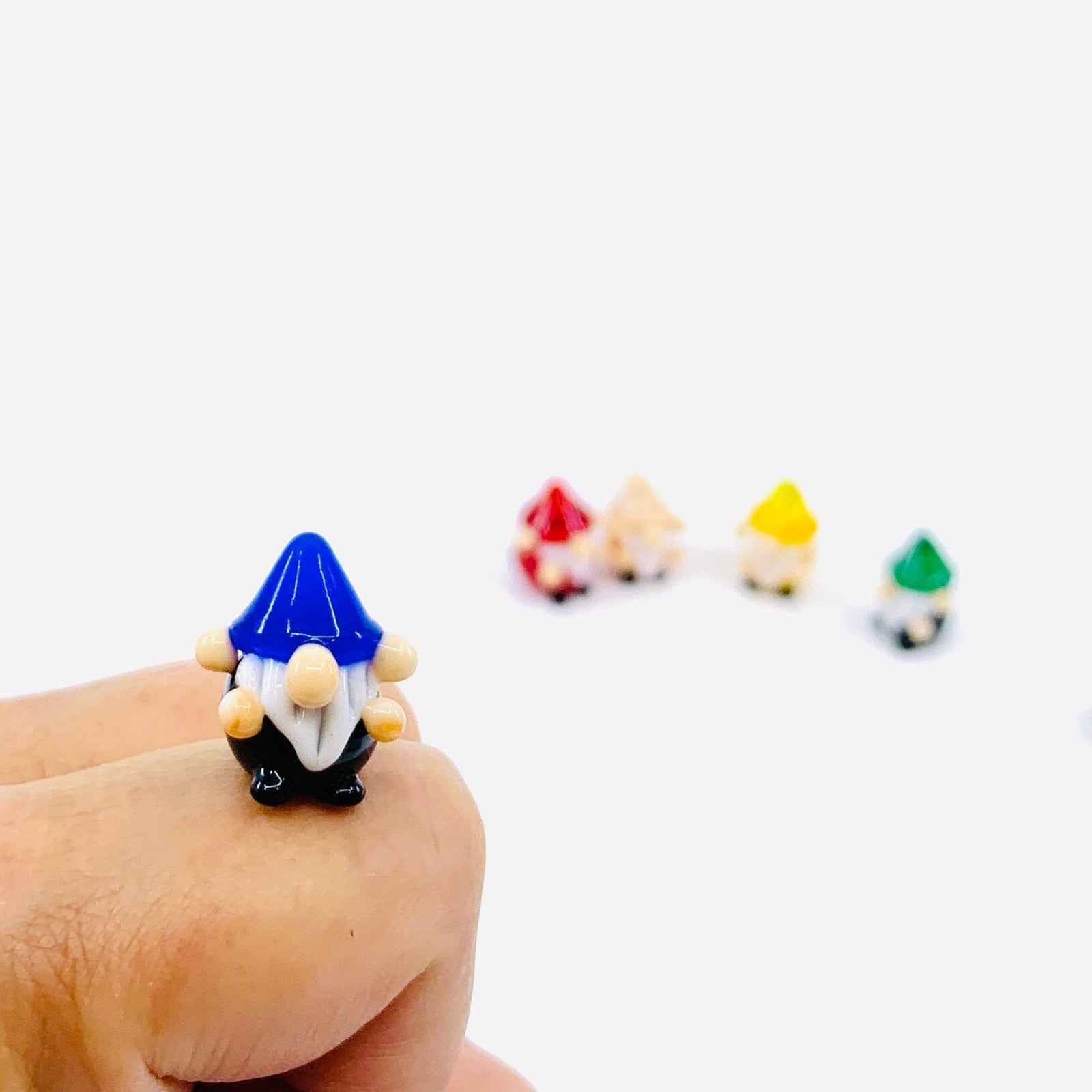 Tiny Glass Rainbow Gnomes, 252 - Blue Miniature Alex 
