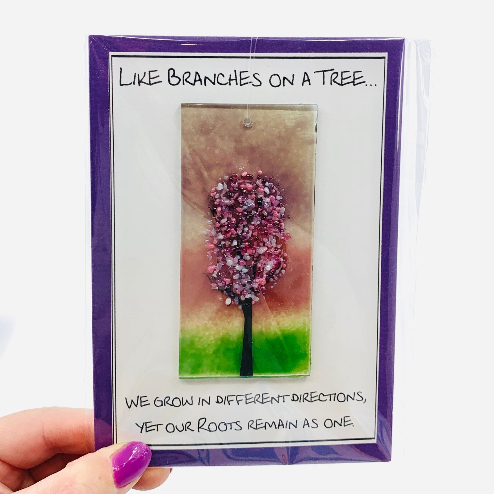 Fused Glass "Like Branches on a Tree” Suncatcher 16 Decor Glimmer Glass Gifts 
